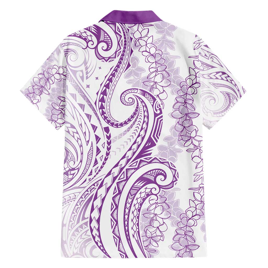 Polynesia Plumeria Lei Hawaiian Shirt White Violet Curves Motif LT7 - Polynesian Pride