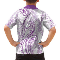 Polynesia Plumeria Lei Hawaiian Shirt White Violet Curves Motif LT7 - Polynesian Pride