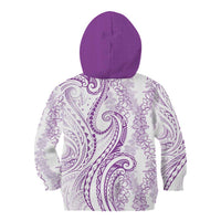 Polynesia Plumeria Lei Kid Hoodie White Violet Curves Motif LT7 - Polynesian Pride