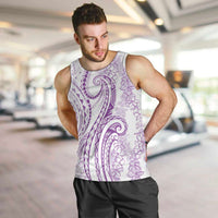 Polynesia Plumeria Lei Men Tank Top White Violet Curves Motif LT7 Violet - Polynesian Pride