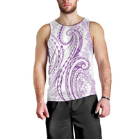 Polynesia Plumeria Lei Men Tank Top White Violet Curves Motif LT7 - Polynesian Pride