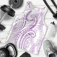 Polynesia Plumeria Lei Men Tank Top White Violet Curves Motif LT7 - Polynesian Pride