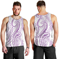 Polynesia Plumeria Lei Men Tank Top White Violet Curves Motif LT7 - Polynesian Pride