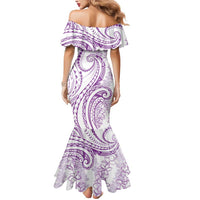 Polynesia Plumeria Lei Mermaid Dress White Violet Curves Motif LT7 - Polynesian Pride
