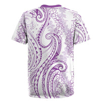 Polynesia Plumeria Lei Rugby Jersey White Violet Curves Motif LT7 - Polynesian Pride