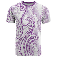 Polynesia Plumeria Lei T Shirt White Violet Curves Motif LT7 Violet - Polynesian Pride