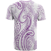 Polynesia Plumeria Lei T Shirt White Violet Curves Motif LT7 - Polynesian Pride