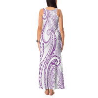 Polynesia Plumeria Lei Tank Maxi Dress White Violet Curves Motif LT7 - Polynesian Pride