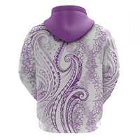 Polynesia Plumeria Lei Zip Hoodie White Violet Curves Motif LT7 - Polynesian Pride