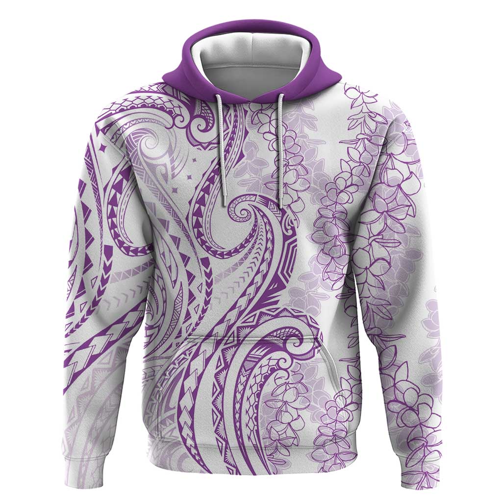 Polynesia Plumeria Lei Zip Hoodie White Violet Curves Motif LT7 Pullover Hoodie Violet - Polynesian Pride