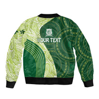 Fiji Ballantine Memorial High School Personalised Bomber Jacket Masi Tapa Mix Plumeria LT7 - Polynesian Pride
