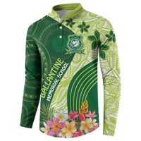 Fiji Ballantine Memorial High School Personalised Button Sweatshirt Masi Tapa Mix Plumeria LT7 - Polynesian Pride