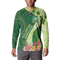 Fiji Ballantine Memorial High School Personalised Button Sweatshirt Masi Tapa Mix Plumeria LT7 - Polynesian Pride