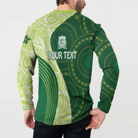 Fiji Ballantine Memorial High School Personalised Button Sweatshirt Masi Tapa Mix Plumeria LT7 - Polynesian Pride