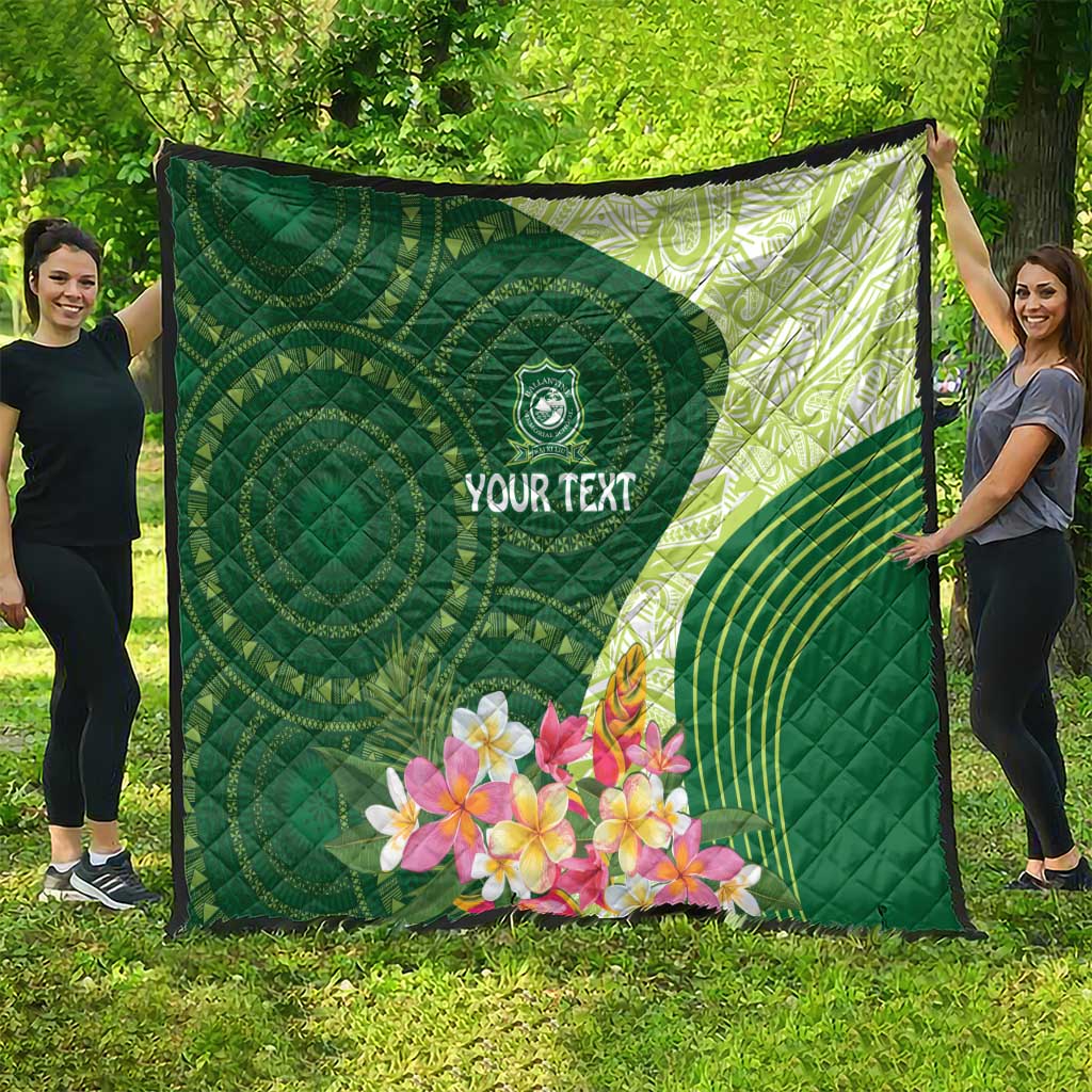 Fiji Ballantine Memorial High School Personalised Quilt Masi Tapa Mix Plumeria LT7 - Polynesian Pride