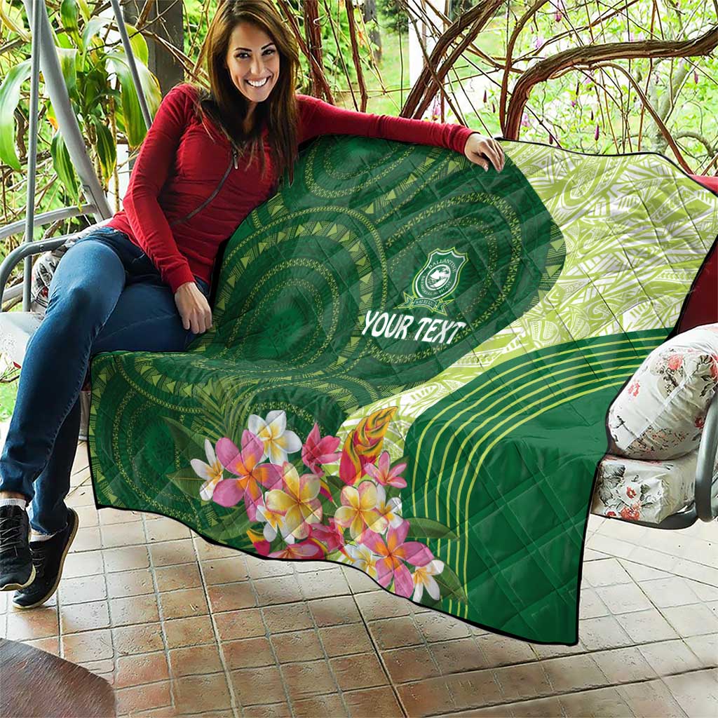 Fiji Ballantine Memorial High School Personalised Quilt Masi Tapa Mix Plumeria LT7 - Polynesian Pride