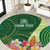 Fiji Ballantine Memorial High School Personalised Round Carpet Masi Tapa Mix Plumeria