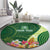 Fiji Ballantine Memorial High School Personalised Round Carpet Masi Tapa Mix Plumeria