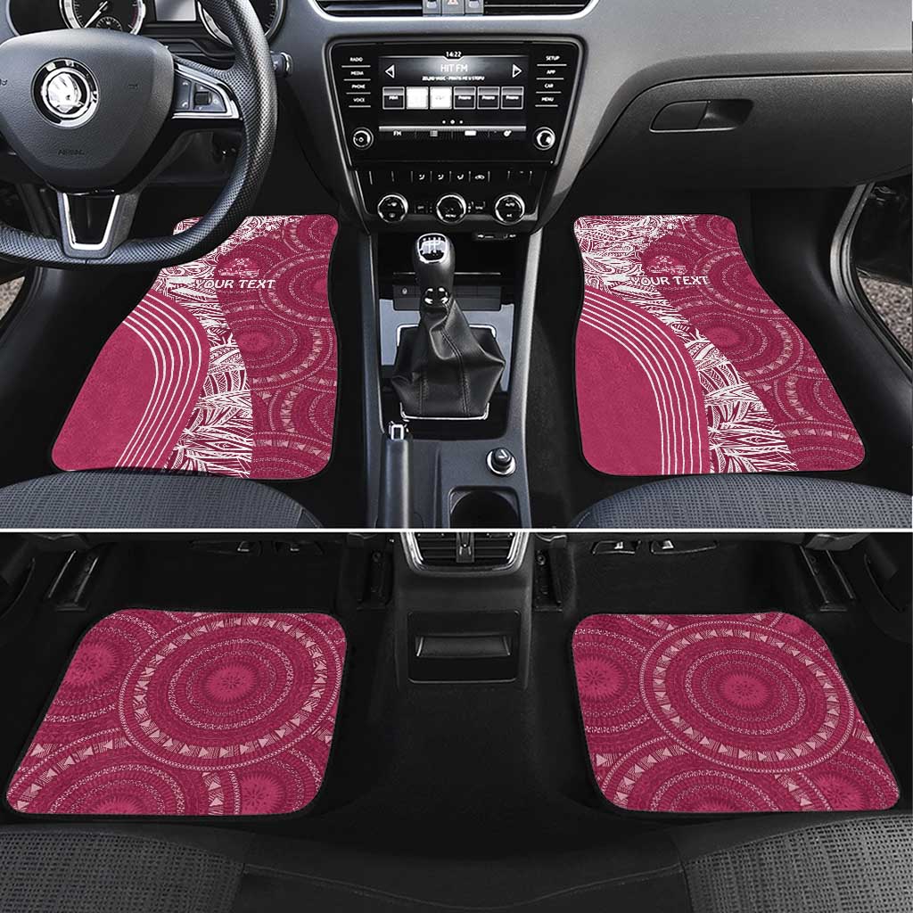 Fiji Adi Cakobau School Personalised Car Mats Masi Tapa Mix Plumeria LT7 Set 4pcs Maroon - Polynesian Pride