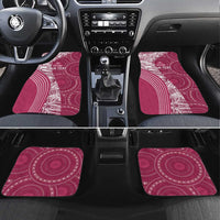 Fiji Adi Cakobau School Personalised Car Mats Masi Tapa Mix Plumeria LT7 Set 4pcs Maroon - Polynesian Pride