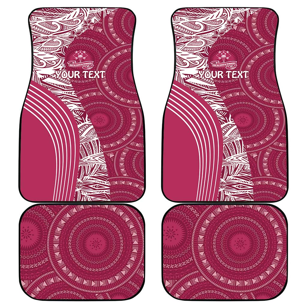 Fiji Adi Cakobau School Personalised Car Mats Masi Tapa Mix Plumeria LT7 - Polynesian Pride
