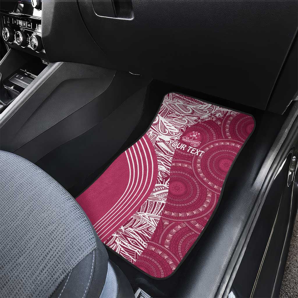 Fiji Adi Cakobau School Personalised Car Mats Masi Tapa Mix Plumeria LT7 - Polynesian Pride