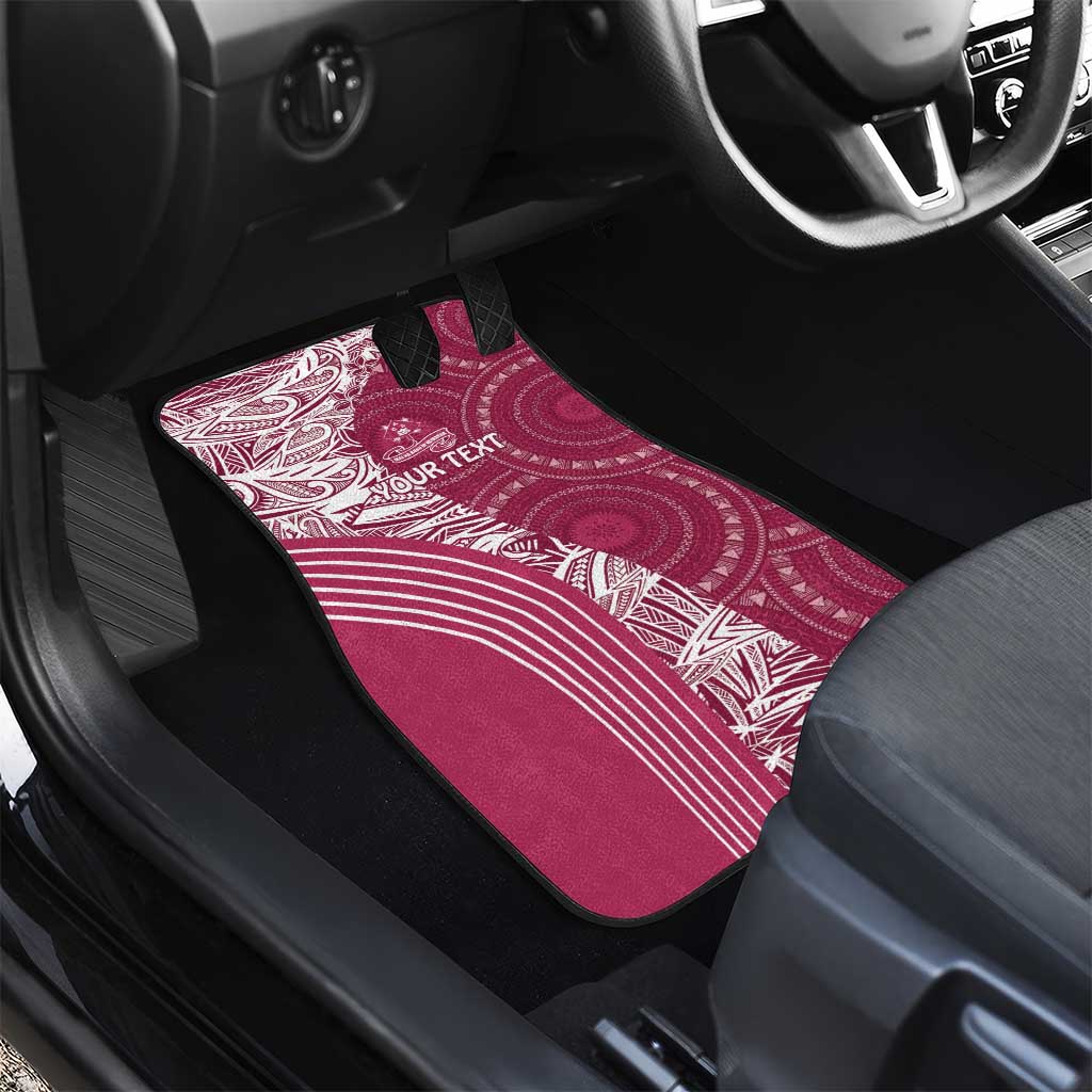 Fiji Adi Cakobau School Personalised Car Mats Masi Tapa Mix Plumeria LT7 - Polynesian Pride