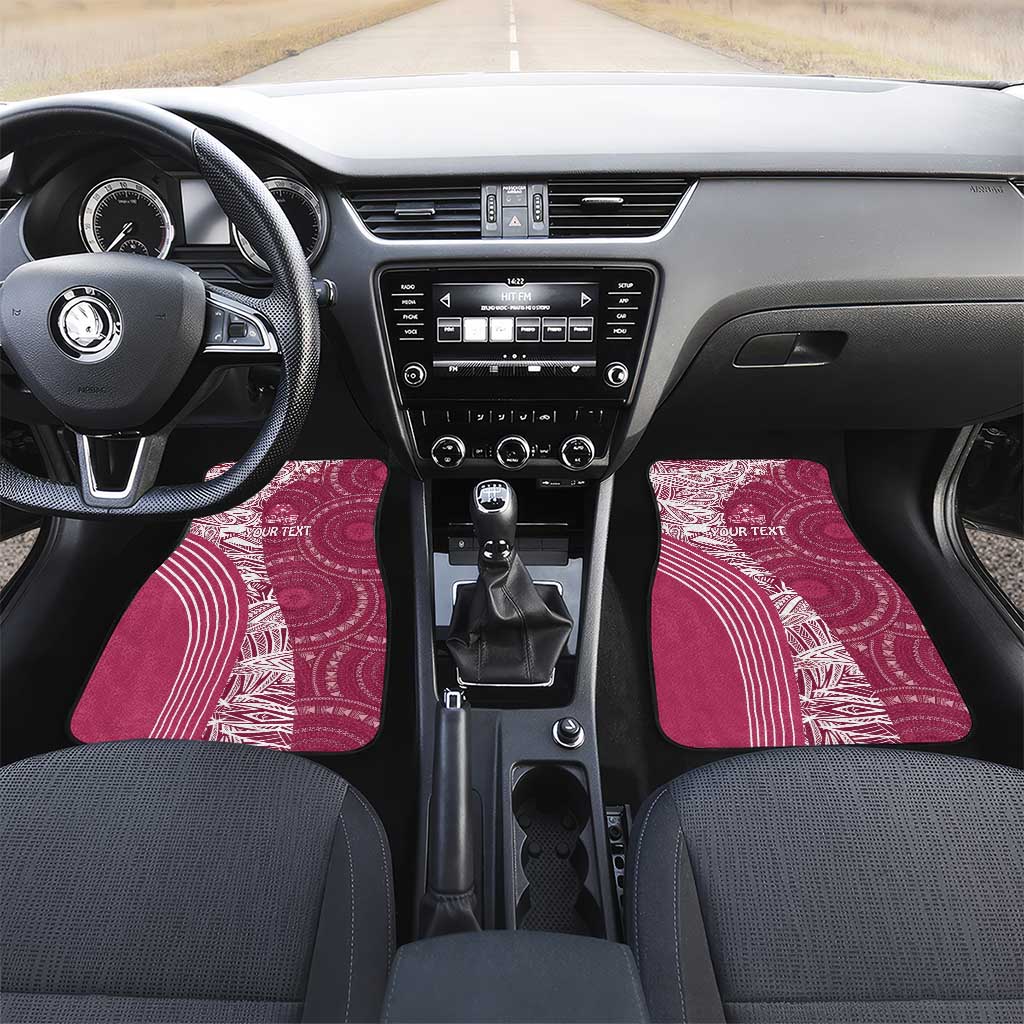 Fiji Adi Cakobau School Personalised Car Mats Masi Tapa Mix Plumeria LT7 Set 2pcs - Front Maroon - Polynesian Pride