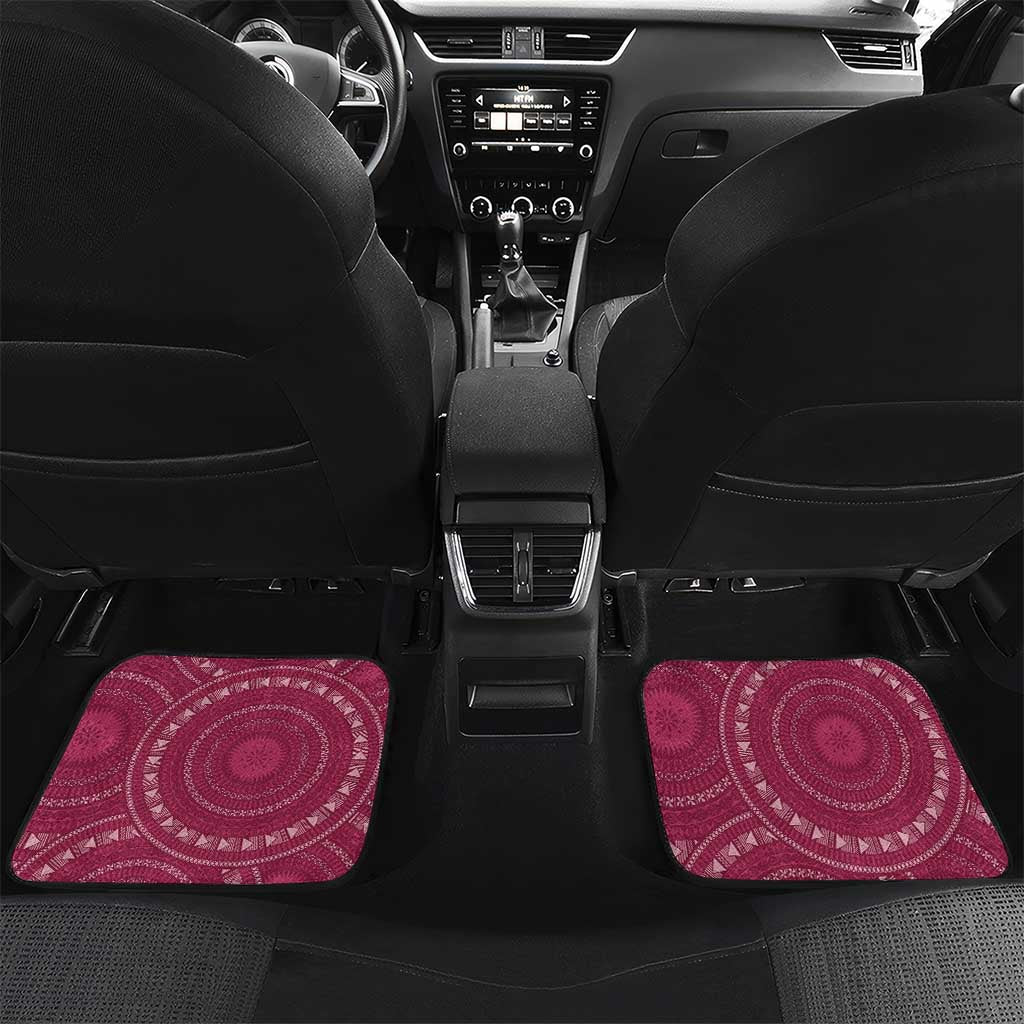 Fiji Adi Cakobau School Personalised Car Mats Masi Tapa Mix Plumeria LT7 Set 2pcs - Back Maroon - Polynesian Pride
