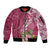 Fiji Adi Cakobau School Personalised Sleeve Zip Bomber Jacket Masi Tapa Mix Plumeria