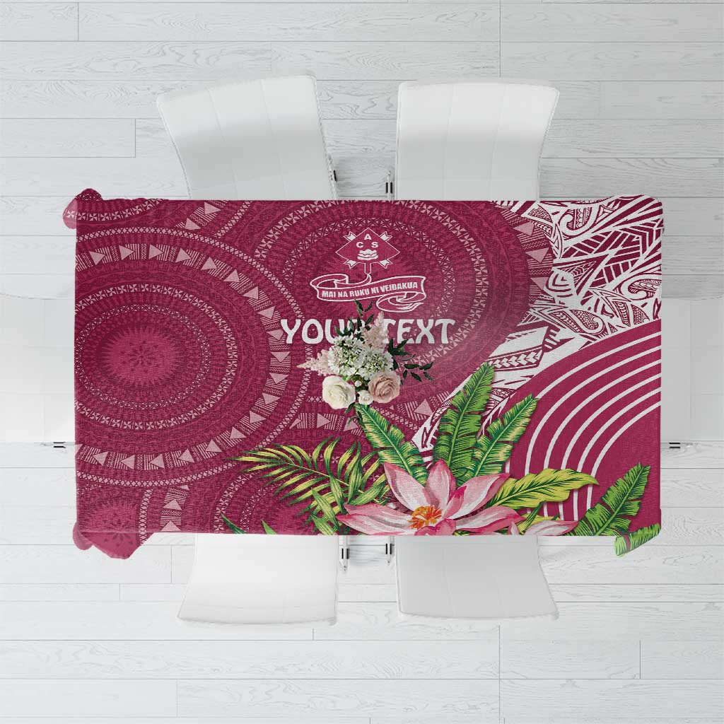 Fiji Adi Cakobau School Personalised Tablecloth Masi Tapa Mix Plumeria LT7 Maroon - Polynesian Pride