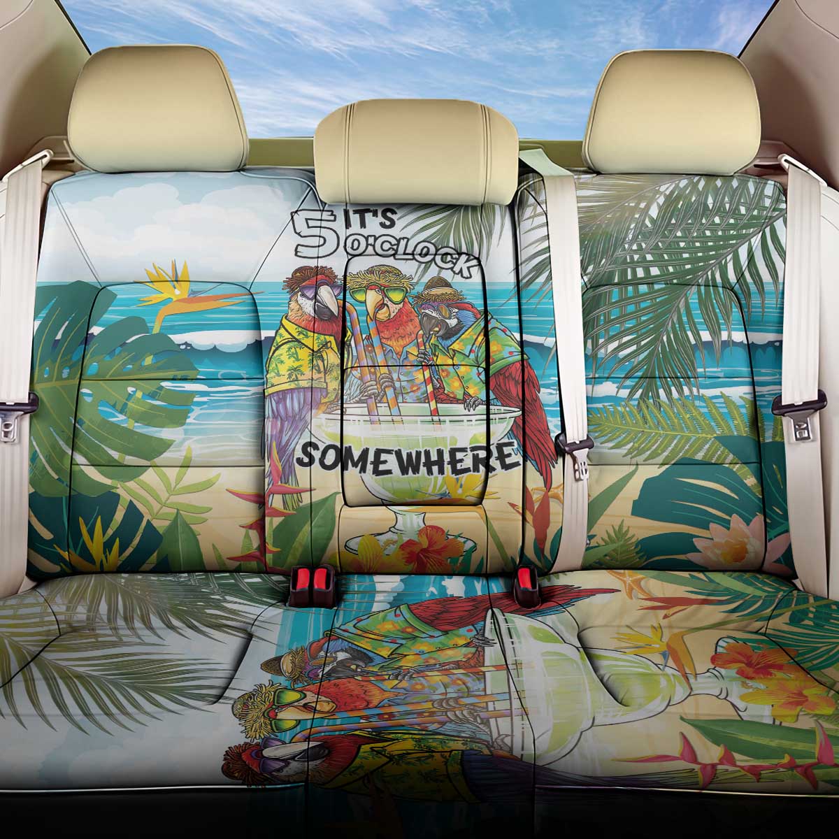 It's 5 o'clock Somewhere Back Car Seat Cover Beach Party LT7 One Size Colorful - Polynesian Pride