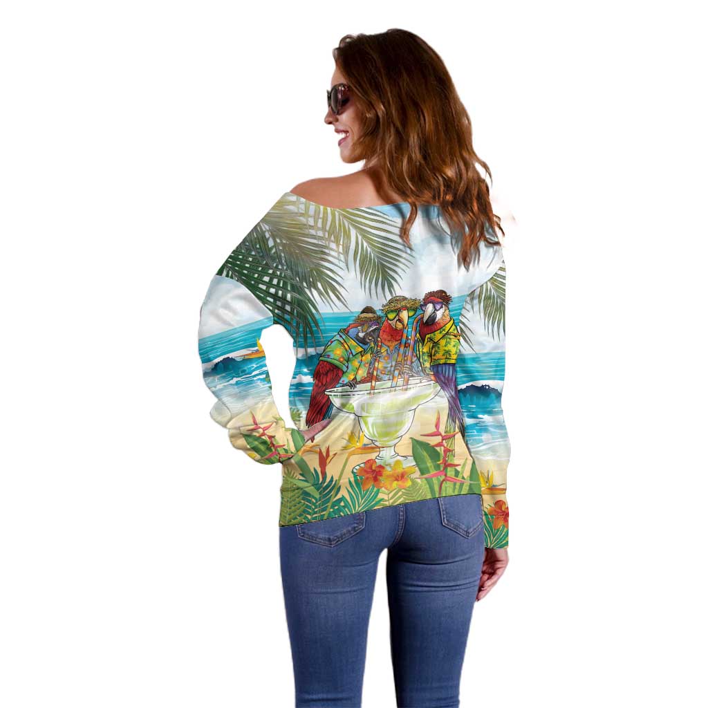 It's 5 o'clock Somewhere Off Shoulder Sweater Beach Party LT7 - Polynesian Pride