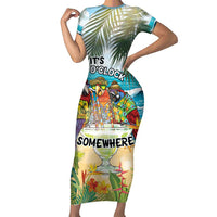 It's 5 o'clock Somewhere Short Sleeve Bodycon Dress Beach Party LT7 Long Dress Colorful - Polynesian Pride
