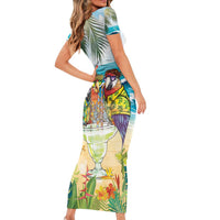 It's 5 o'clock Somewhere Short Sleeve Bodycon Dress Beach Party LT7 - Polynesian Pride