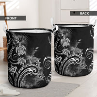Aloha Hawaii Turtles Floral Laundry Basket Obsidian Glaze LT7 - Polynesian Pride