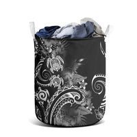 Aloha Hawaii Turtles Floral Laundry Basket Obsidian Glaze LT7 - Polynesian Pride