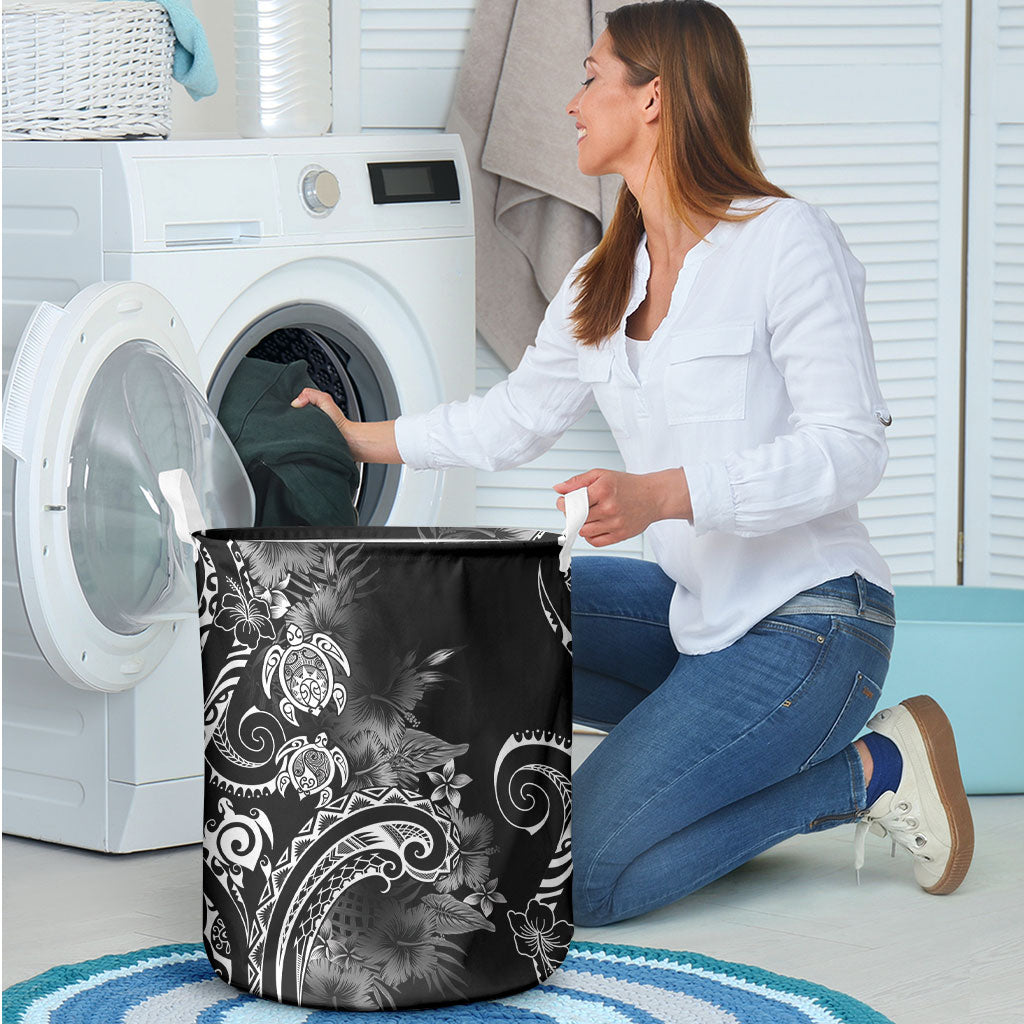 Aloha Hawaii Turtles Floral Laundry Basket Obsidian Glaze LT7 - Polynesian Pride
