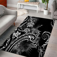 Aloha Hawaii Turtles Floral Area Rug Obsidian Glaze LT7 - Polynesian Pride