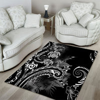 Aloha Hawaii Turtles Floral Area Rug Obsidian Glaze LT7 - Polynesian Pride