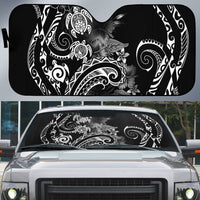 Aloha Hawaii Turtles Floral Auto Sun Shade Obsidian Glaze LT7 Black - Polynesian Pride