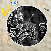 Aloha Hawaii Turtles Floral Beach Blanket Obsidian Glaze LT7 One Size 150cm Black - Polynesian Pride