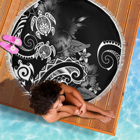 Aloha Hawaii Turtles Floral Beach Blanket Obsidian Glaze LT7 - Polynesian Pride