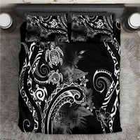 Aloha Hawaii Turtles Floral Bedding Set Obsidian Glaze LT7 Black - Polynesian Pride