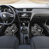 Aloha Hawaii Turtles Floral Car Mats Obsidian Glaze LT7 Set 2pcs - Front Black - Polynesian Pride
