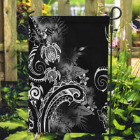 Aloha Hawaii Turtles Floral Garden Flag Obsidian Glaze LT7 Garden Flag Black - Polynesian Pride