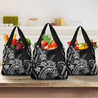 Aloha Hawaii Turtles Floral Grocery Bag Obsidian Glaze LT7 3-pack One Size Black - Polynesian Pride