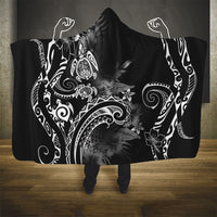 Aloha Hawaii Turtles Floral Hooded Blanket Obsidian Glaze LT7 - Polynesian Pride