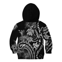 Aloha Hawaii Turtles Floral Kid Hoodie Obsidian Glaze LT7 - Polynesian Pride