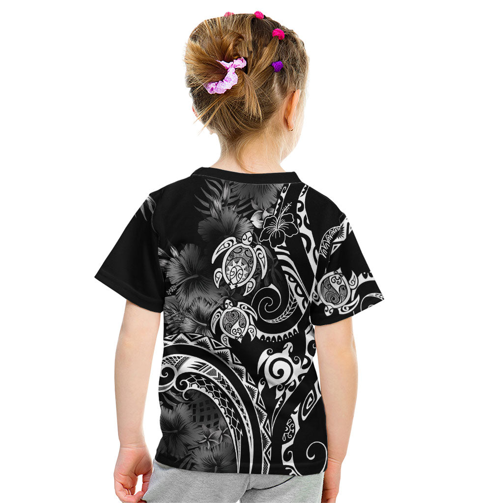 Aloha Hawaii Turtles Floral Kid T Shirt Obsidian Glaze LT7 - Polynesian Pride